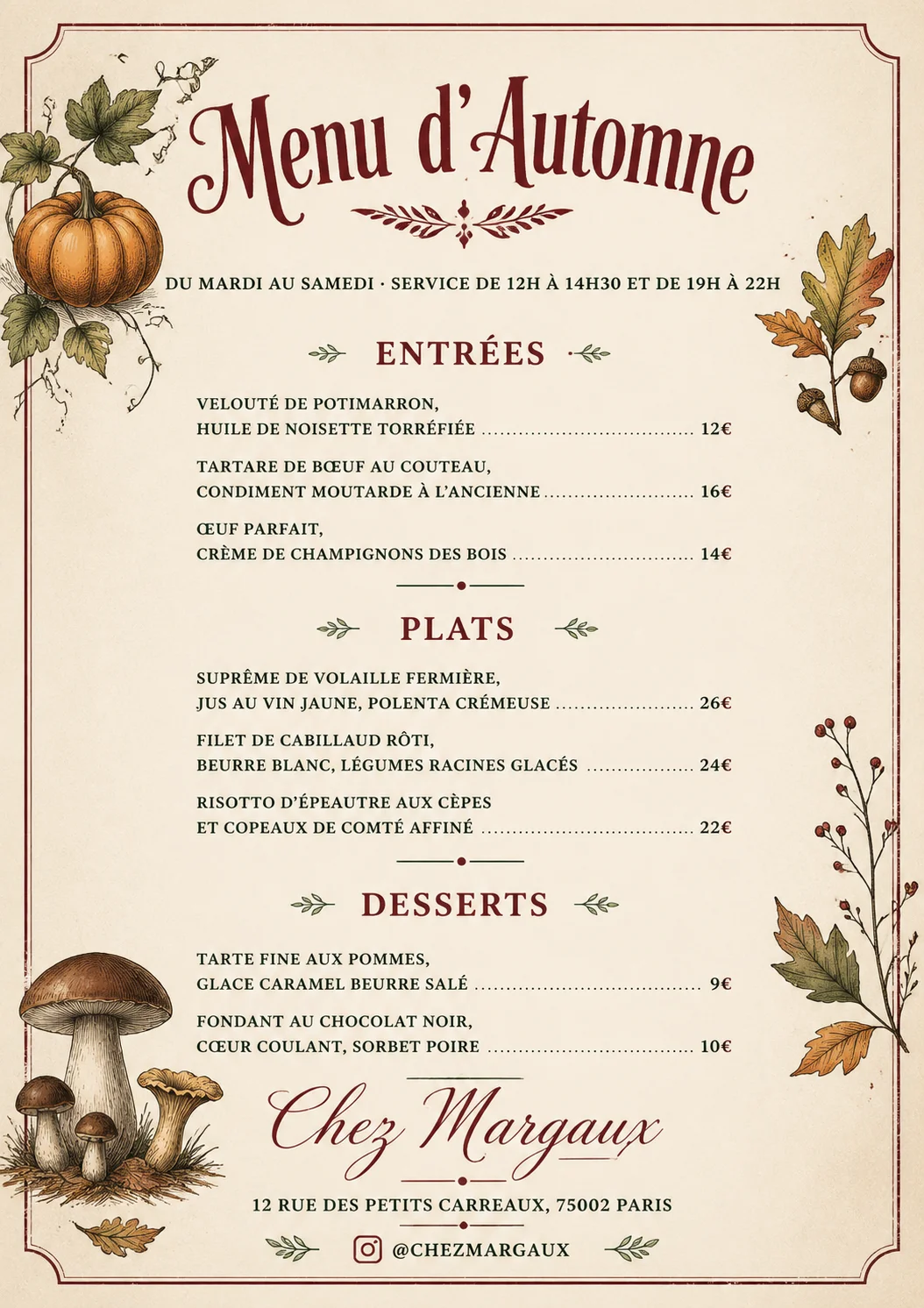 Une carte à la hauteur de ce que vous cuisinez.